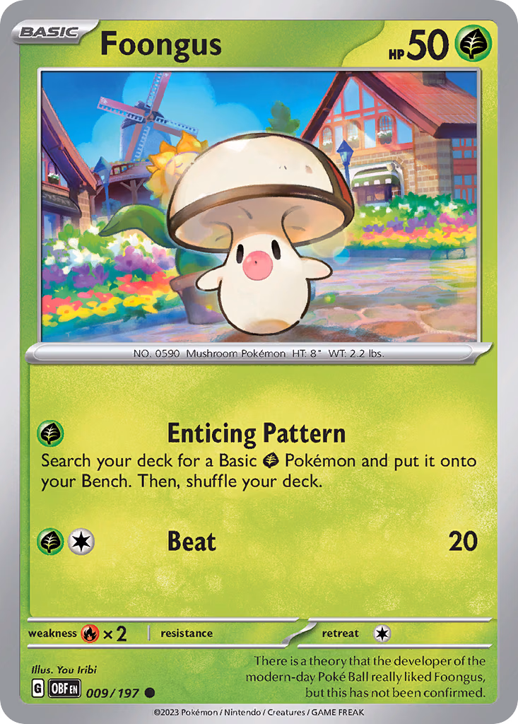 Foongus Pokemon card (009/197, Obsidian Flames)