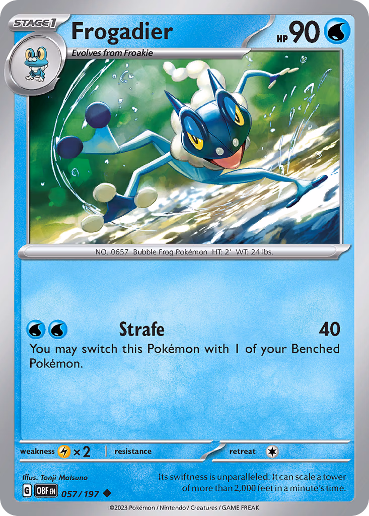 Frogadier Pokemon card (057/197, Obsidian Flames)