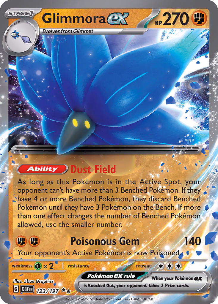 Glimmora ex Pokemon card (123/197, Obsidian Flames)