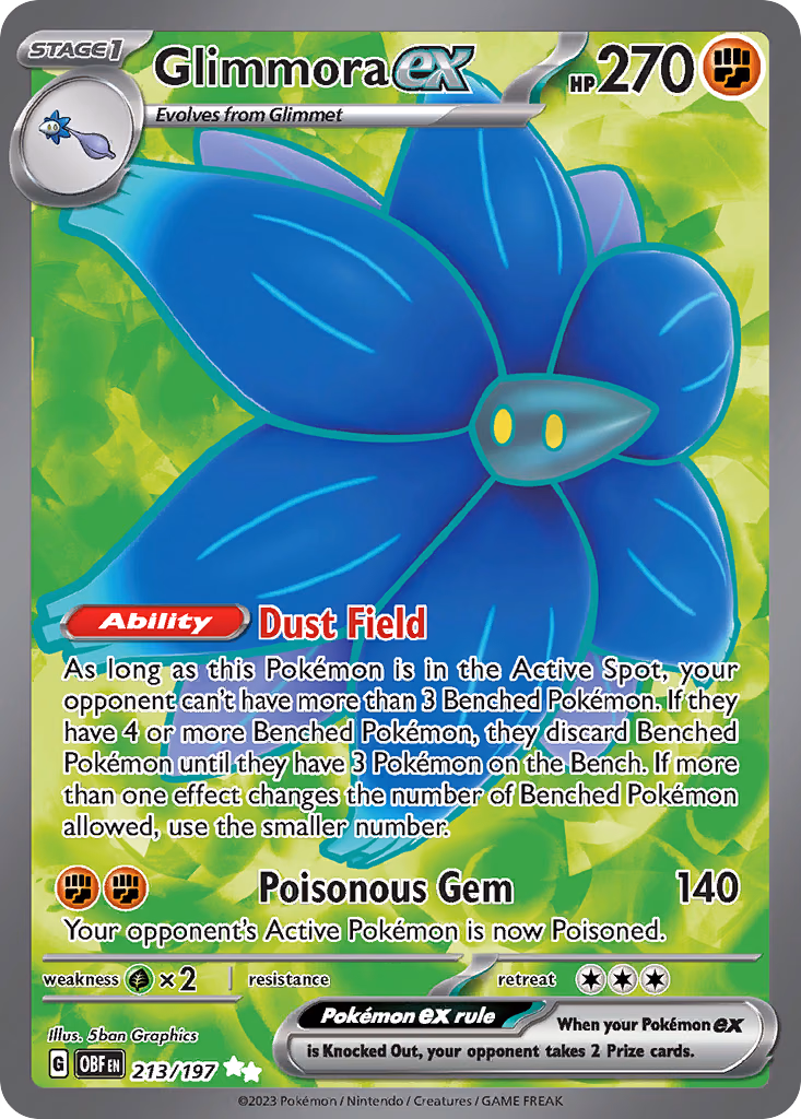 Glimmora ex Pokemon card (213/197, Obsidian Flames)