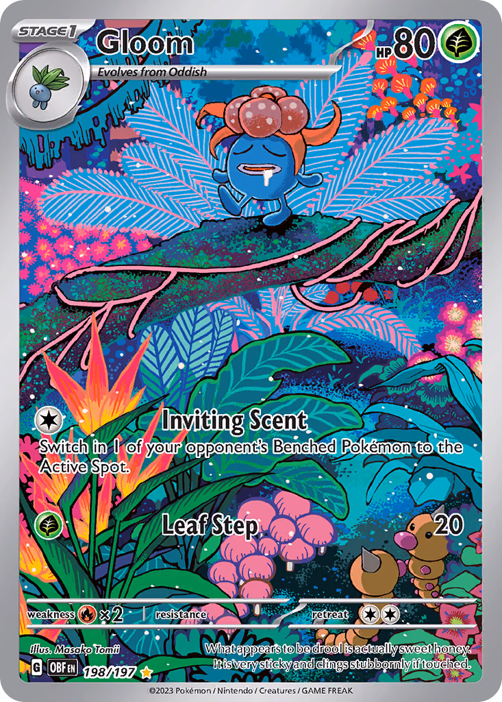 Gloom Pokemon card (198/197, Obsidian Flames)