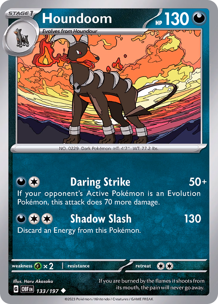 Houndoom Pokemon card (133/197, Obsidian Flames)