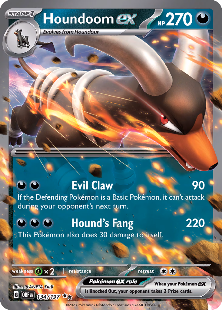 Houndoom ex Pokemon card (134/197, Obsidian Flames)
