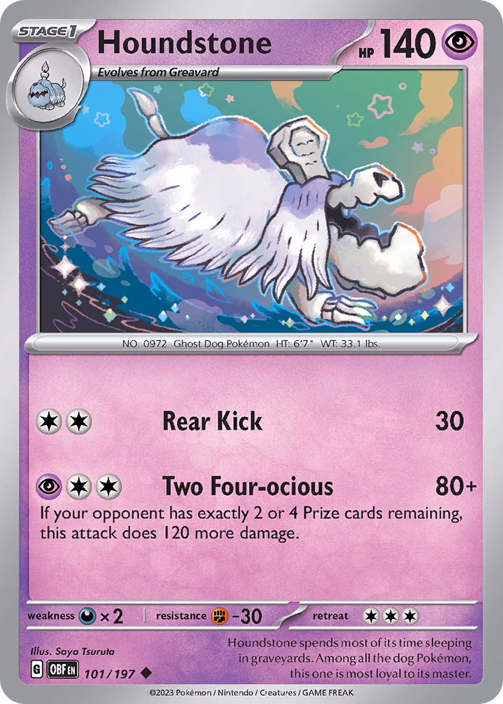 Houndstone Pokemon card (101/197, Obsidian Flames)