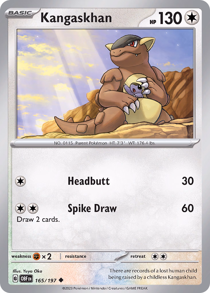 Kangaskhan Pokemon card (165/197, Obsidian Flames)
