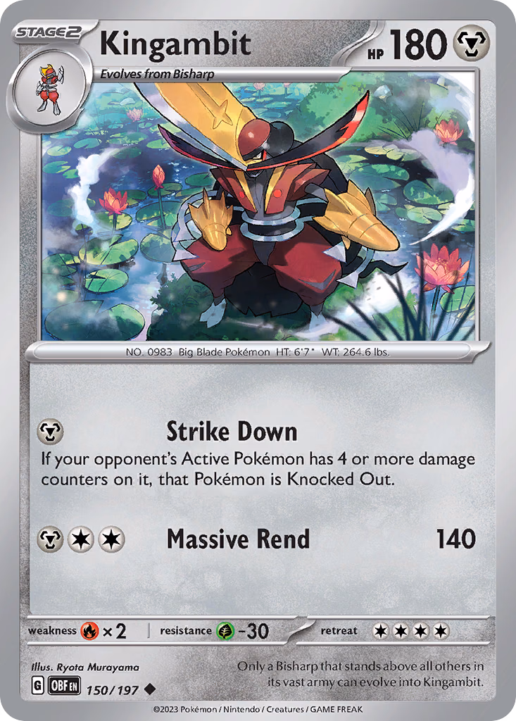 Kingambit Pokemon card (150/197, Obsidian Flames)