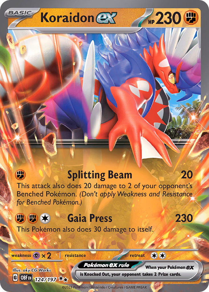Koraidon ex Pokemon card (124/197, Obsidian Flames)
