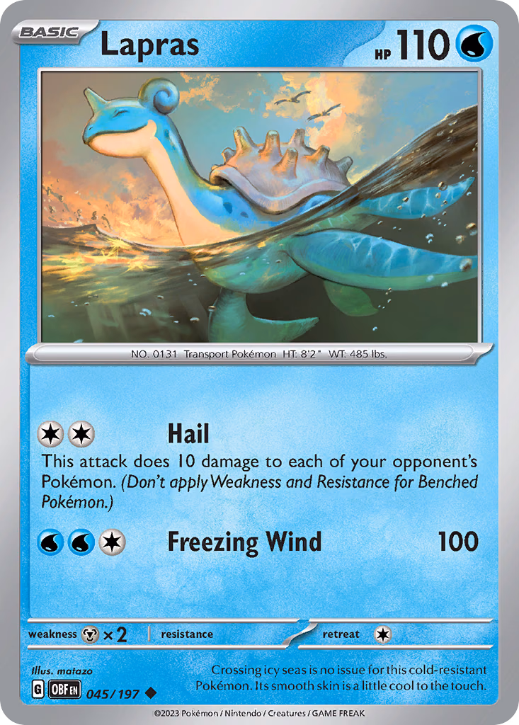 Lapras Pokemon card (045/197, Obsidian Flames)