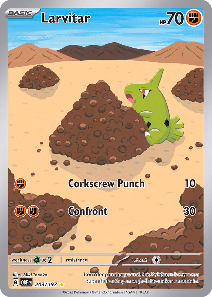 Larvitar Pokemon card (203/197, Obsidian Flames)