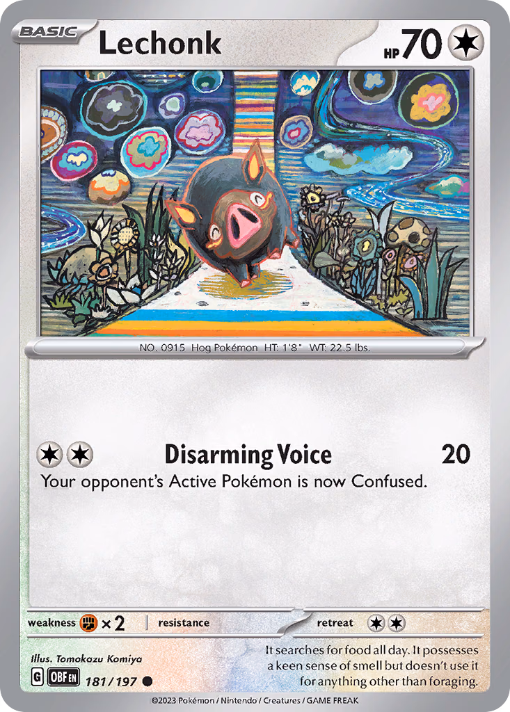 Lechonk Pokemon card (181/197, Obsidian Flames)