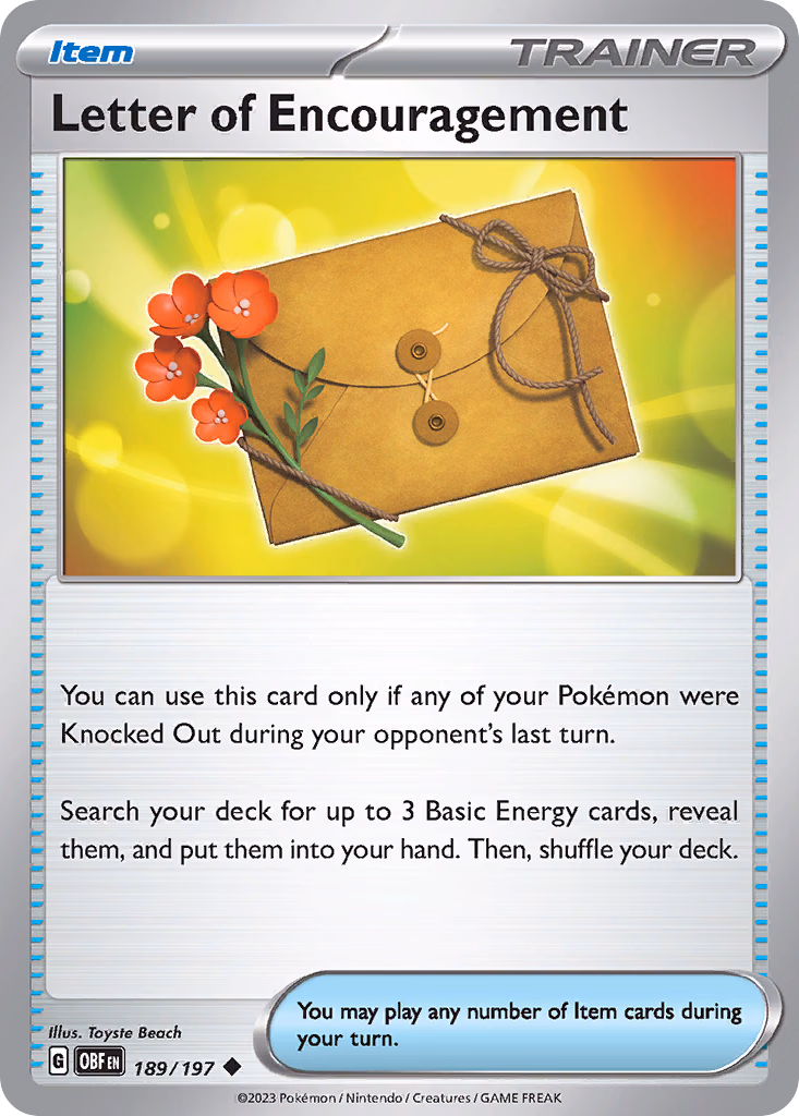 Letter of Encouragement Pokemon card (189/197, Obsidian Flames)