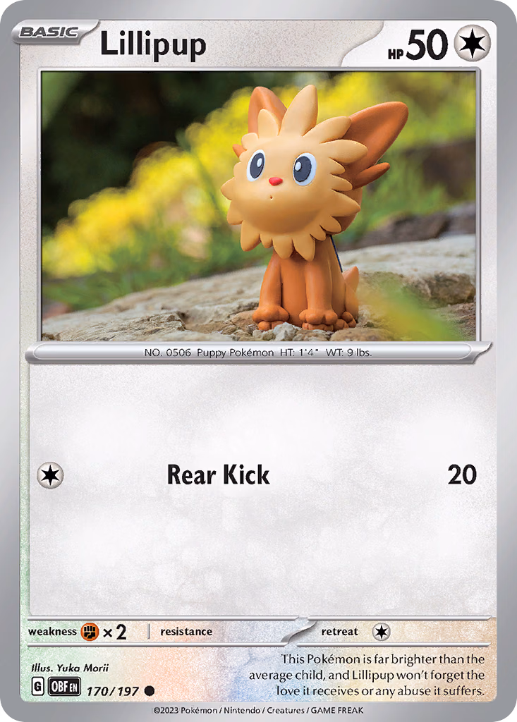 Lillipup Pokemon card (170/197, Obsidian Flames)