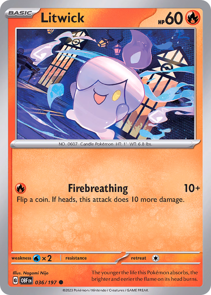 Litwick Pokemon card (036/197, Obsidian Flames)