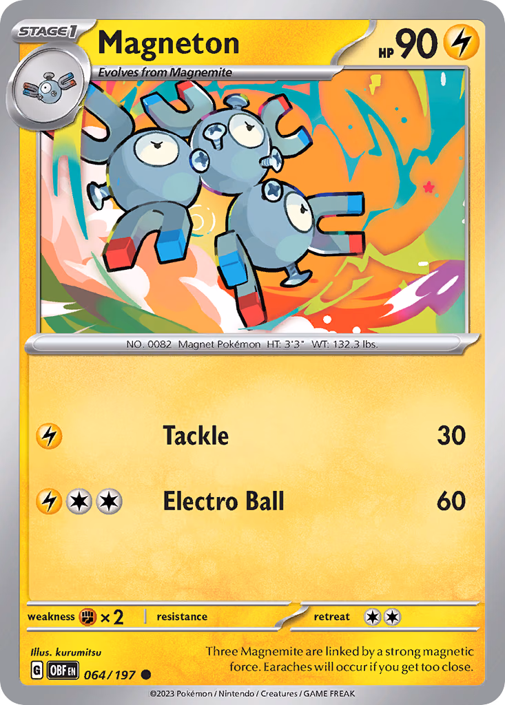 Magneton Pokemon card (064/197, Obsidian Flames)