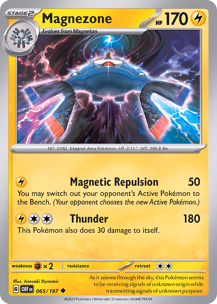 Magnezone Pokemon card (065/197, Obsidian Flames)