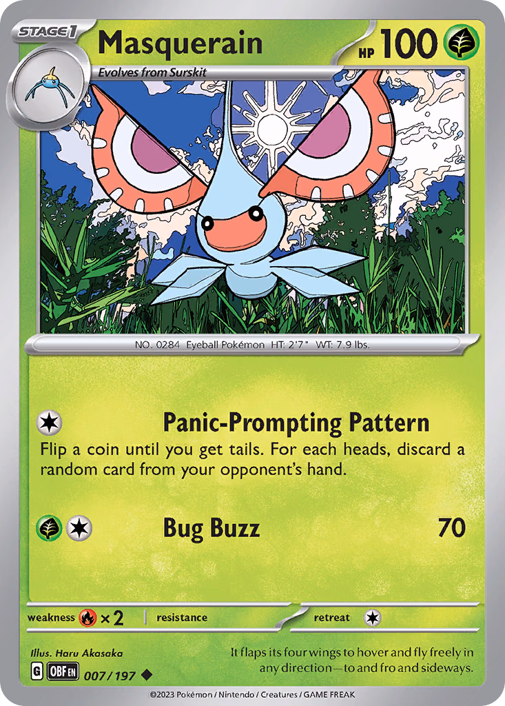 Masquerain Pokemon card (007/197, Obsidian Flames)