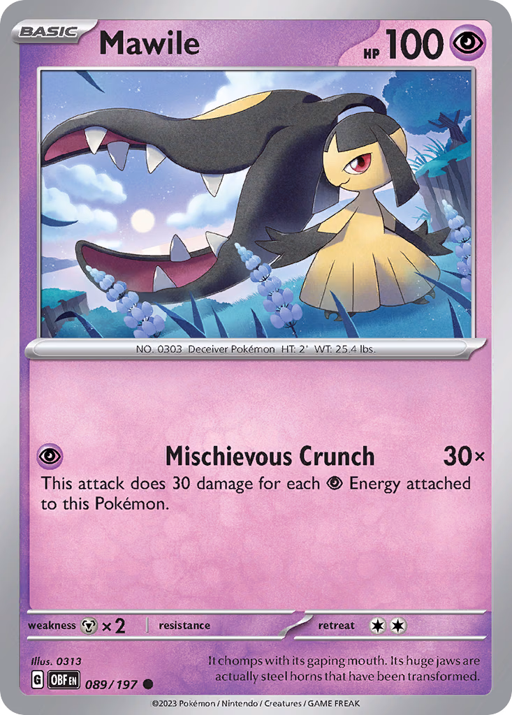 Mawile Pokemon card (089/197, Obsidian Flames)