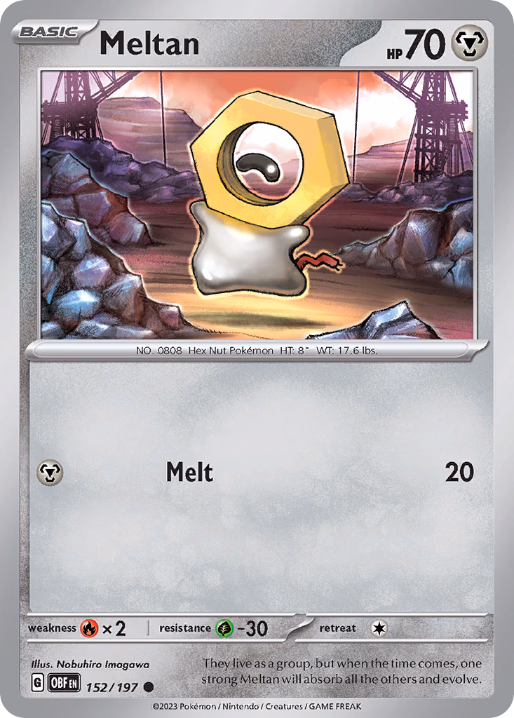Meltan Pokemon card (152/197, Obsidian Flames)