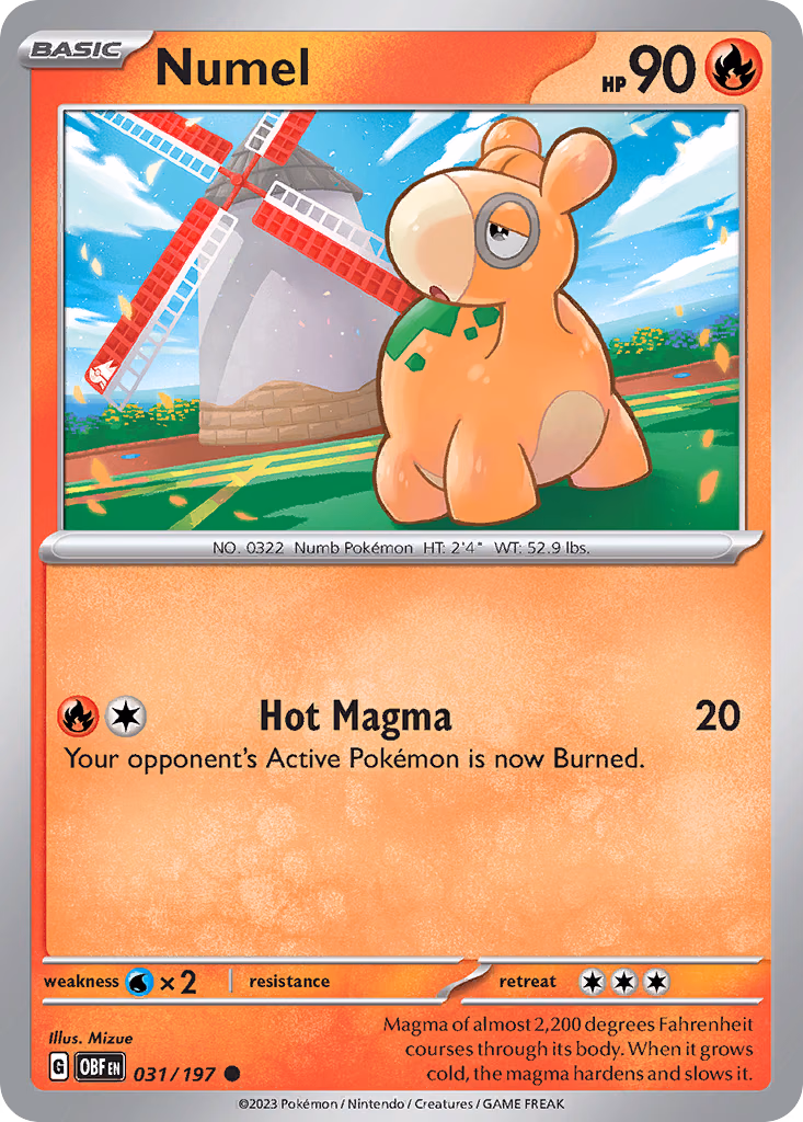 Numel Pokemon card (031/197, Obsidian Flames)