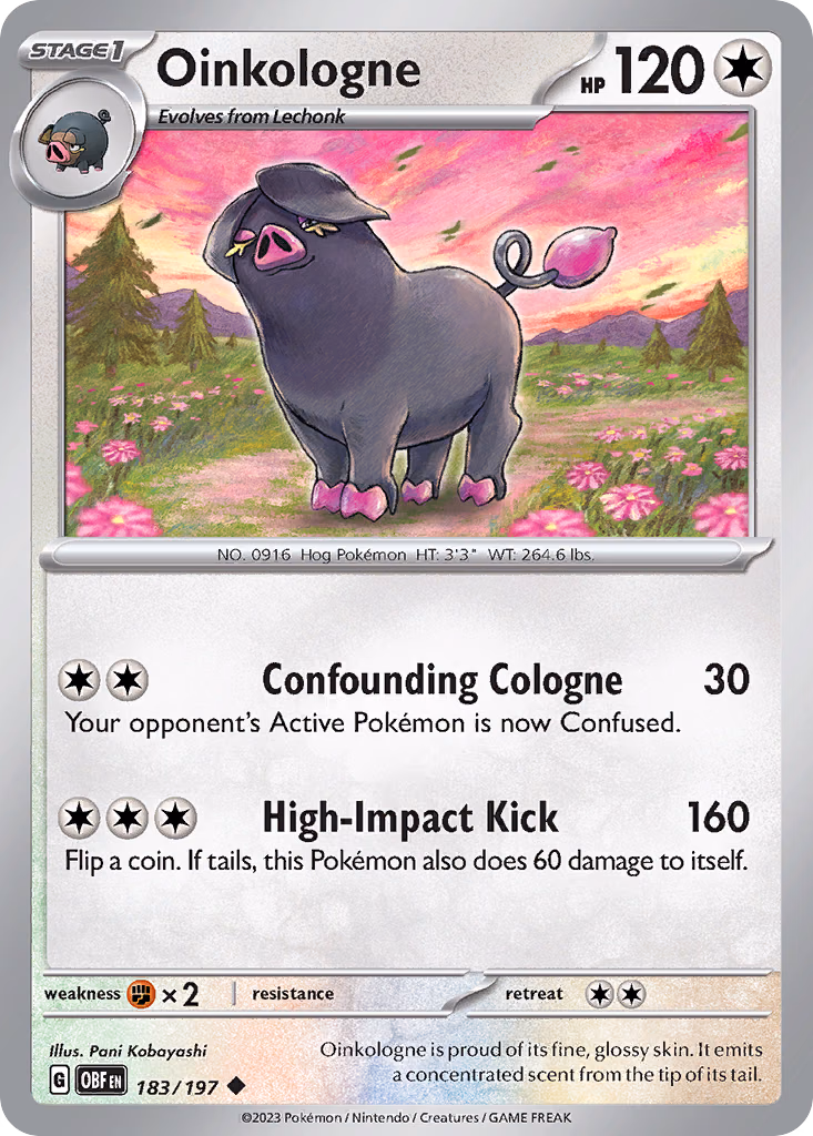 Oinkologne Pokemon card (183/197, Obsidian Flames)