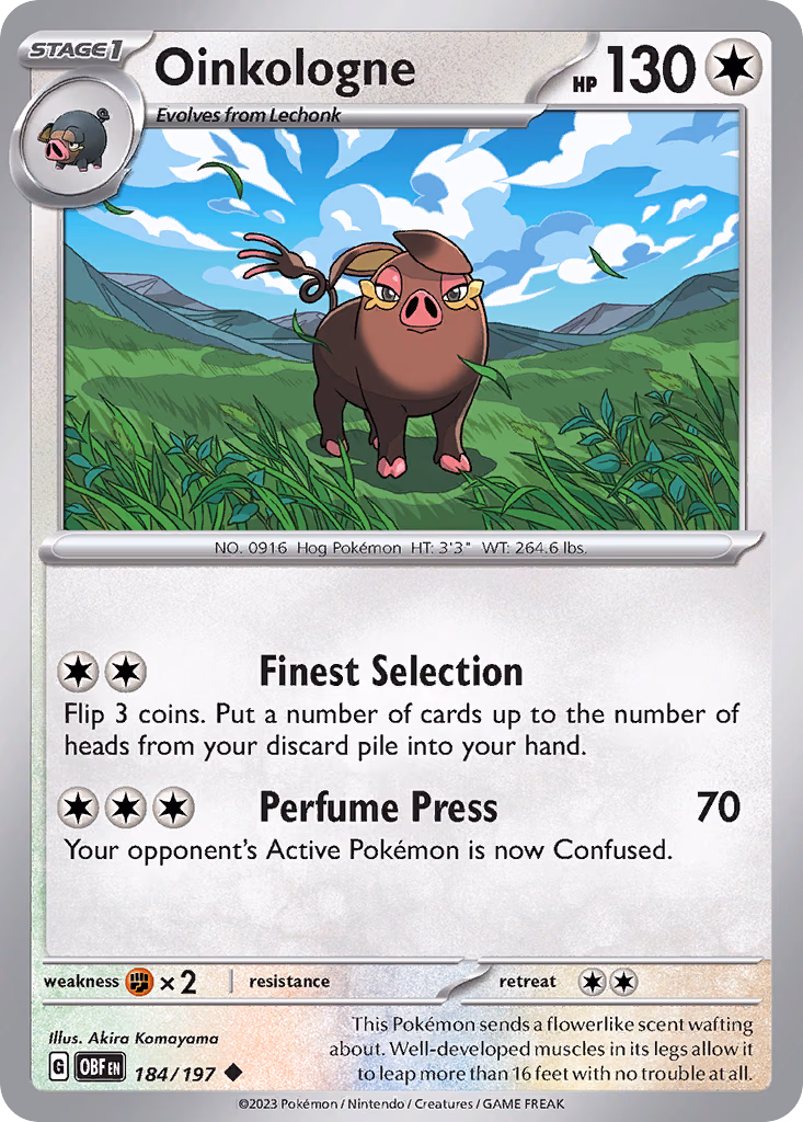 Oinkologne Pokemon card (184/197, Obsidian Flames)