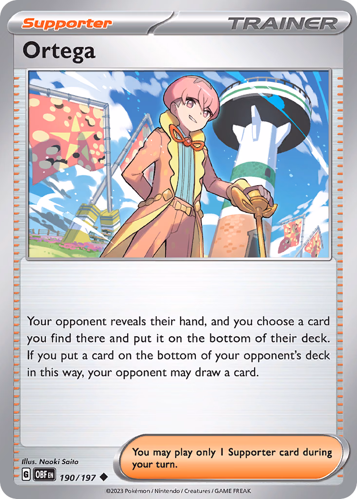 Ortega Pokemon card (190/197, Obsidian Flames)