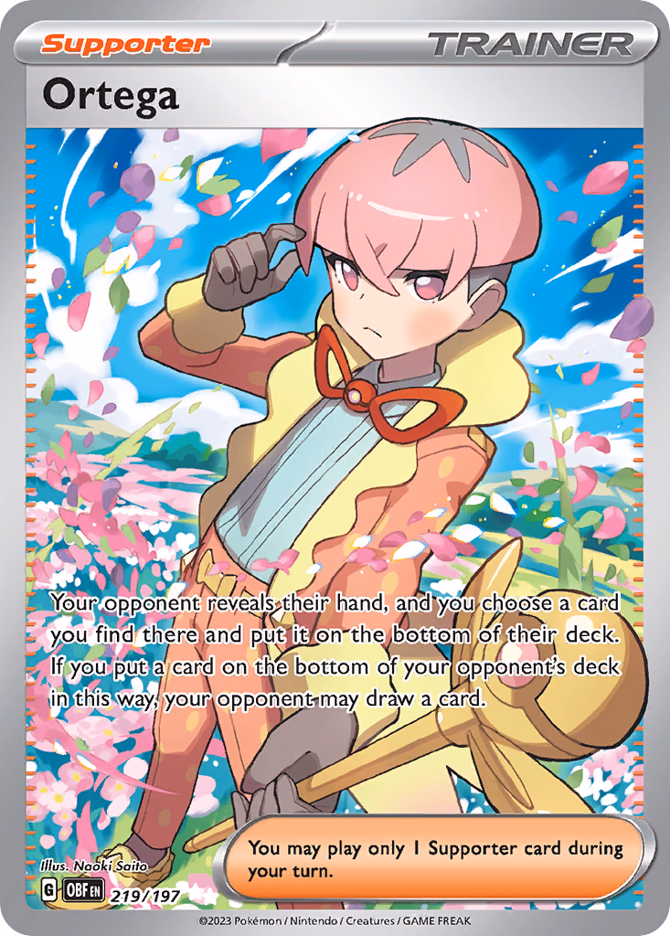 Ortega Pokemon card (219/197, Obsidian Flames)