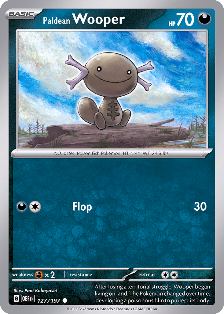 Paldean Wooper Pokemon card (127/197, Obsidian Flames)