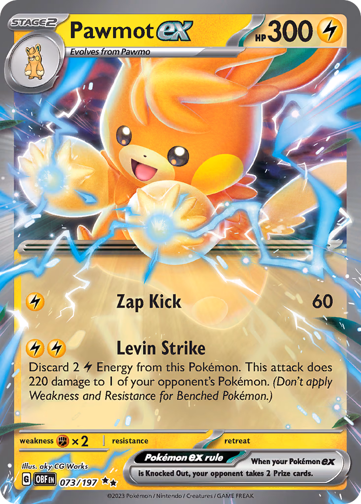 Pawmot ex Pokemon card (073/197, Obsidian Flames)
