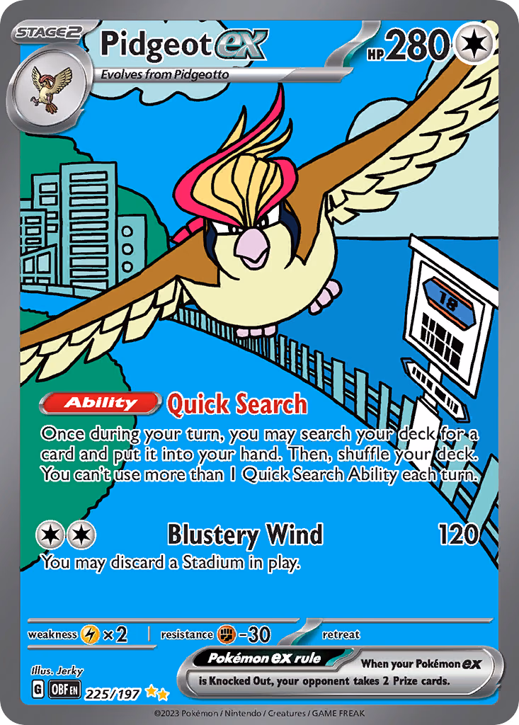 Pidgeot ex Pokemon card (225/197, Obsidian Flames)
