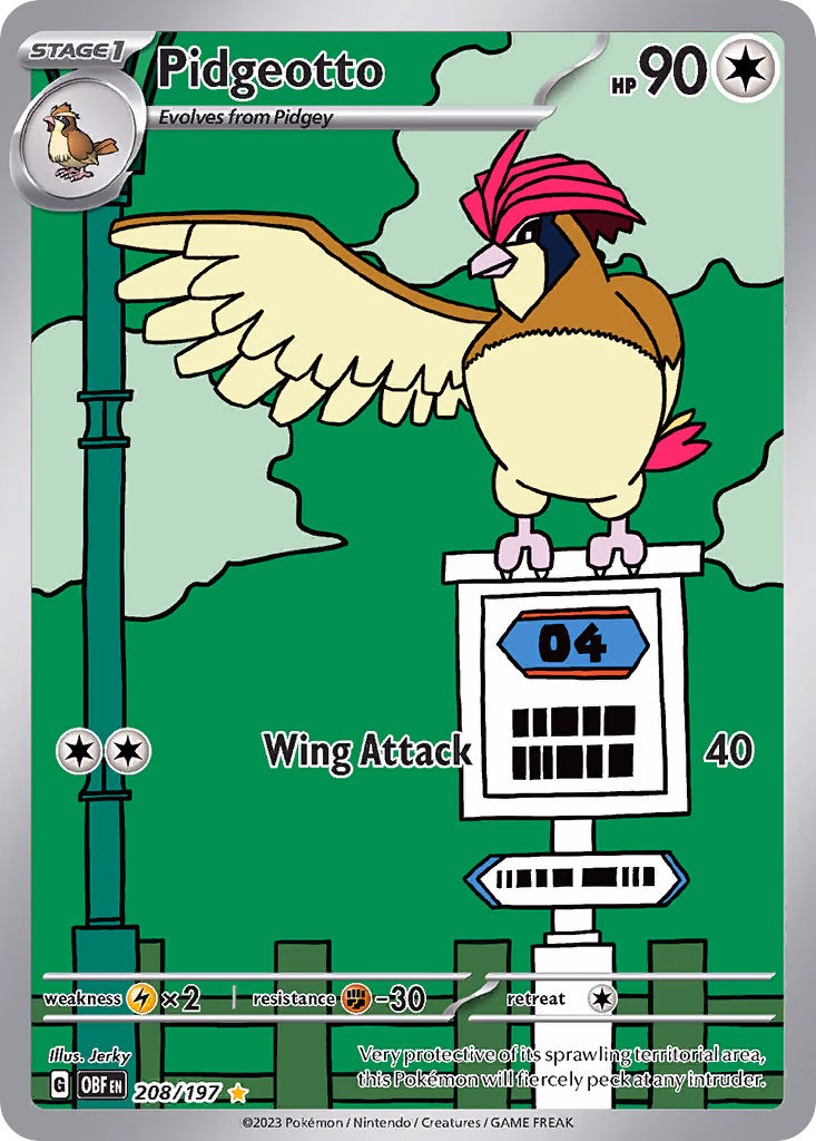 Pidgeotto Pokemon card (208/197, Obsidian Flames)