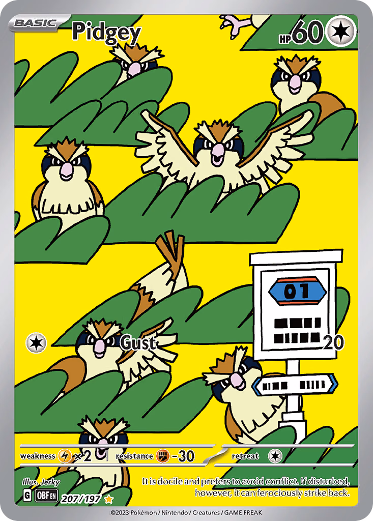 Pidgey Pokemon card (207/197, Obsidian Flames)