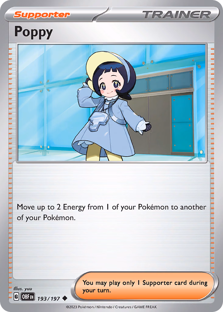 Poppy Pokemon card (193/197, Obsidian Flames)