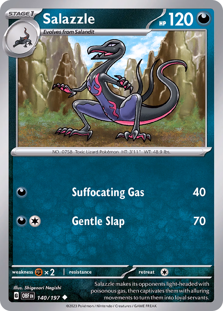 Salazzle Pokemon card (140/197, Obsidian Flames)