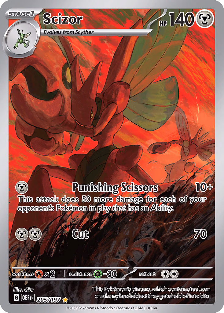Scizor Pokemon card (205/197, Obsidian Flames)