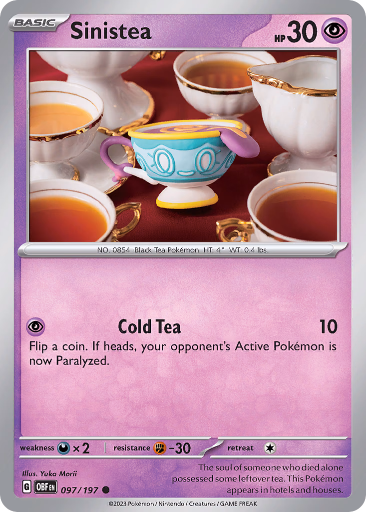Sinistea Pokemon card (097/197, Obsidian Flames)