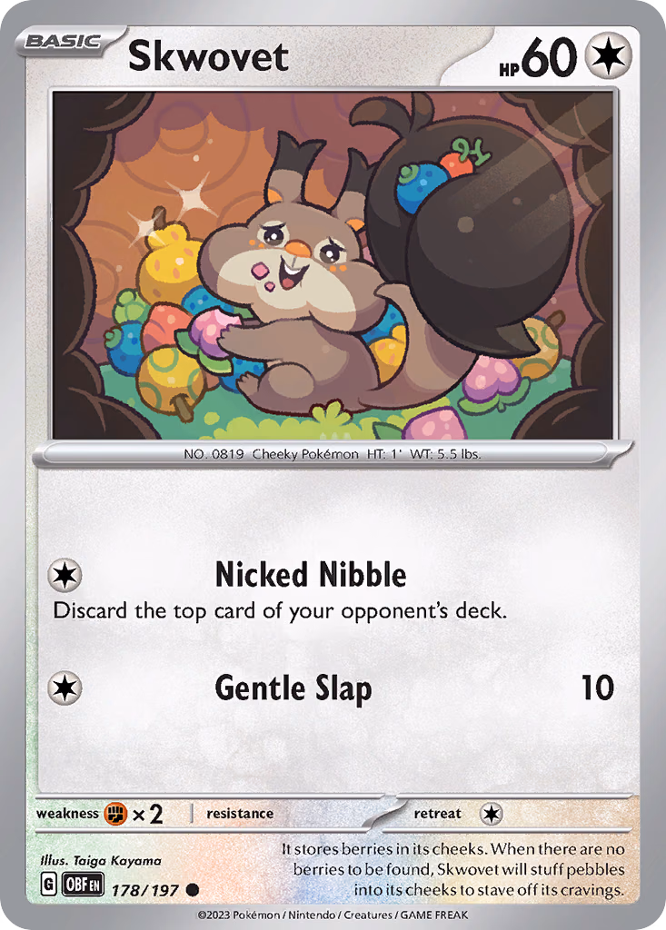 Skwovet Pokemon card (178/197, Obsidian Flames)