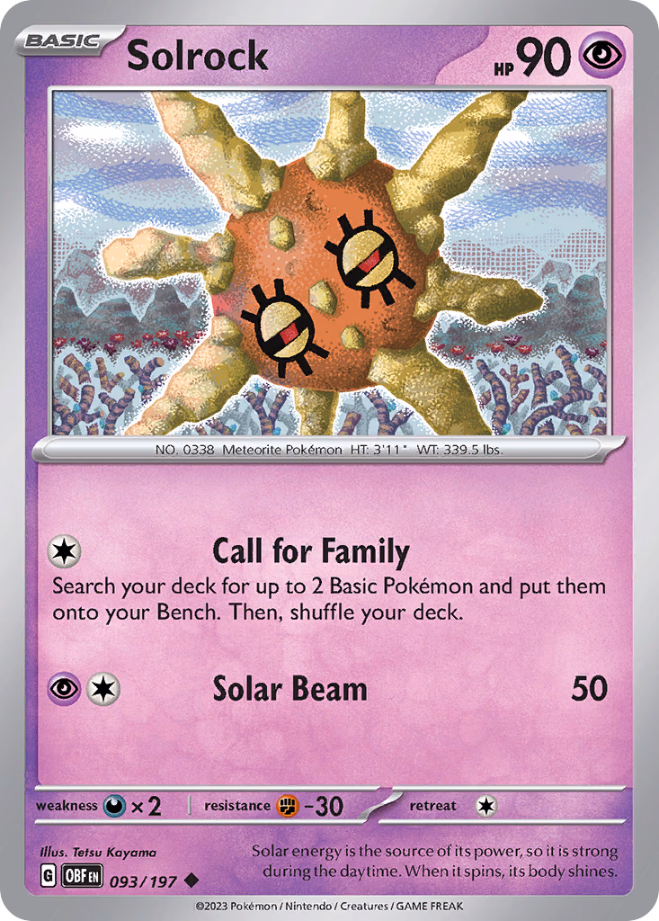 Solrock Pokemon card (093/197, Obsidian Flames)