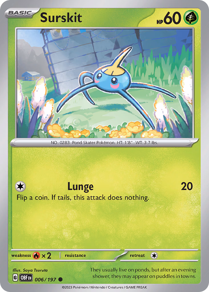 Surskit Pokemon card (006/197, Obsidian Flames)