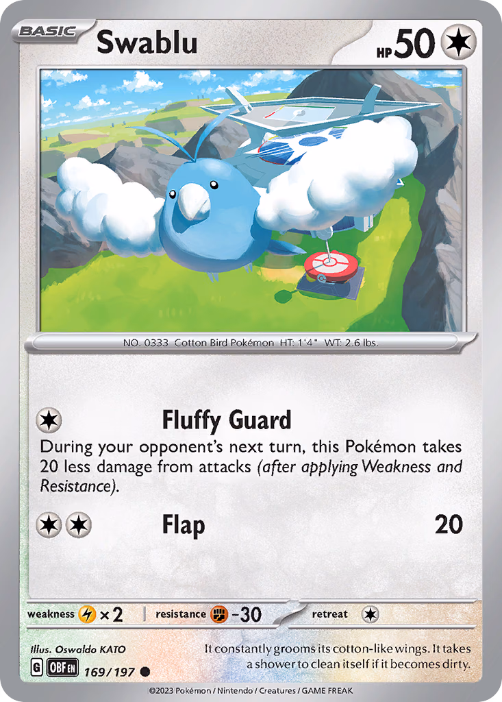 Swablu Pokemon card (169/197, Obsidian Flames)