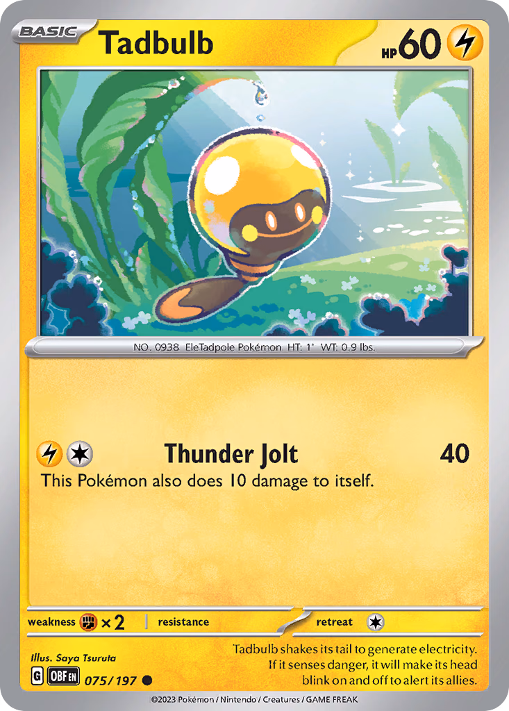 Tadbulb Pokemon card (075/197, Obsidian Flames)