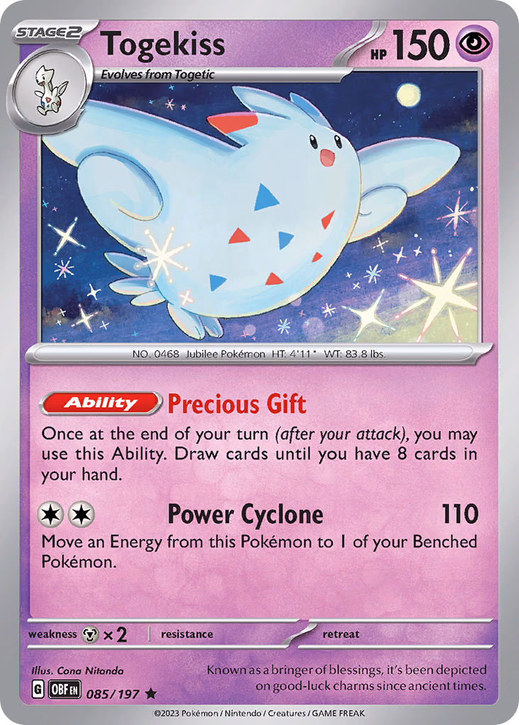 Togekiss Pokemon card (085/197, Obsidian Flames)