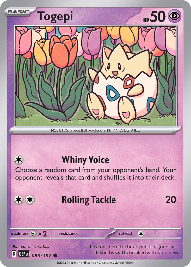 Togepi Pokemon card (083/197, Obsidian Flames)