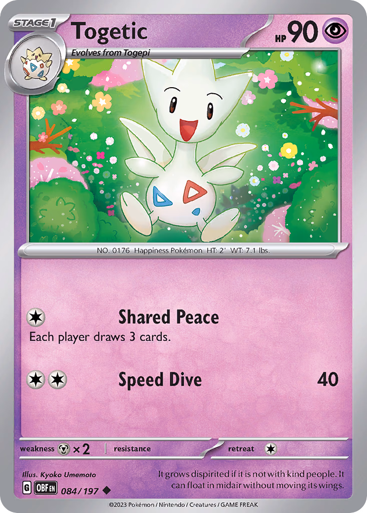 Togetic Pokemon card (084/197, Obsidian Flames)