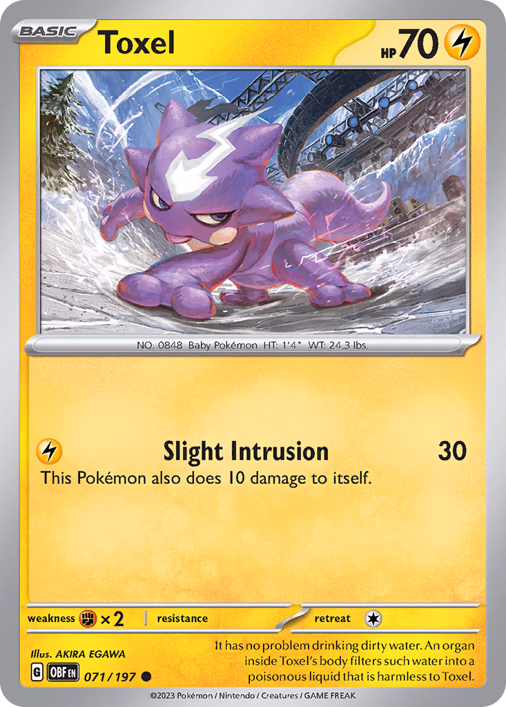 Toxel Pokemon card (071/197, Obsidian Flames)