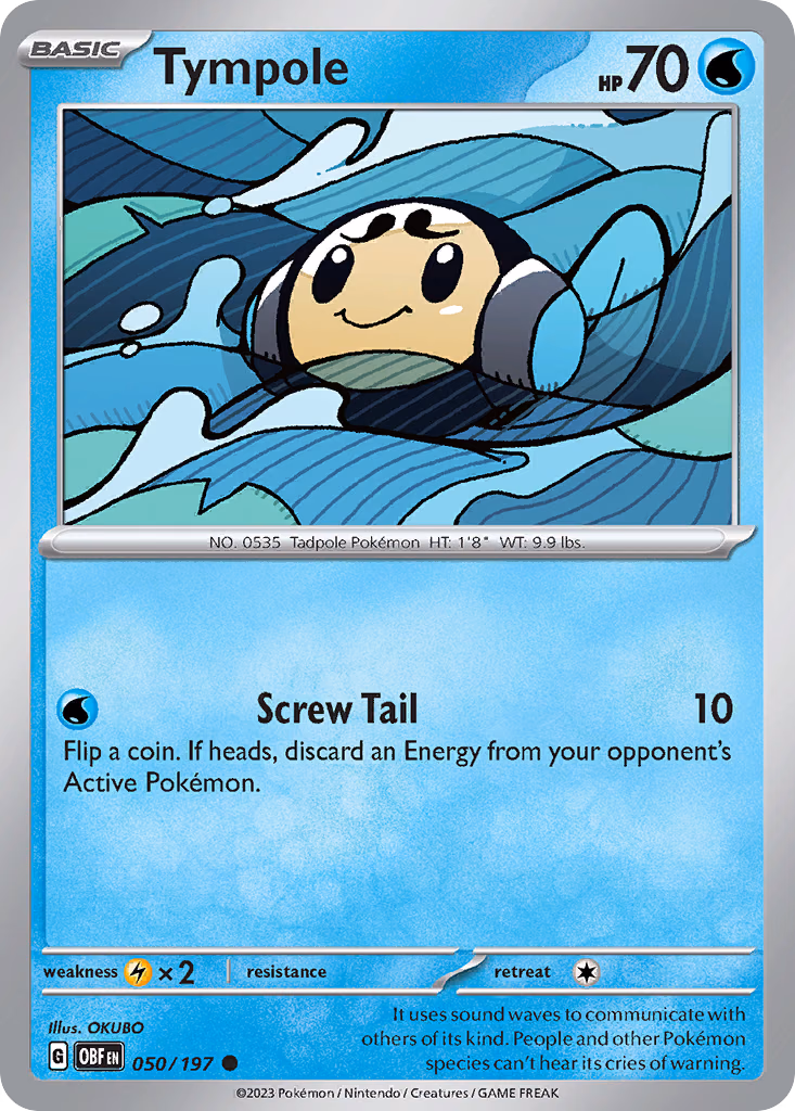 Tympole Pokemon card (050/197, Obsidian Flames)