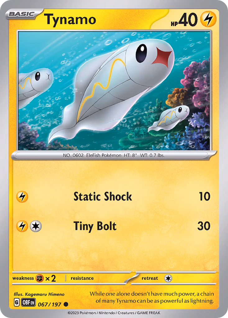Tynamo Pokemon card (067/197, Obsidian Flames)