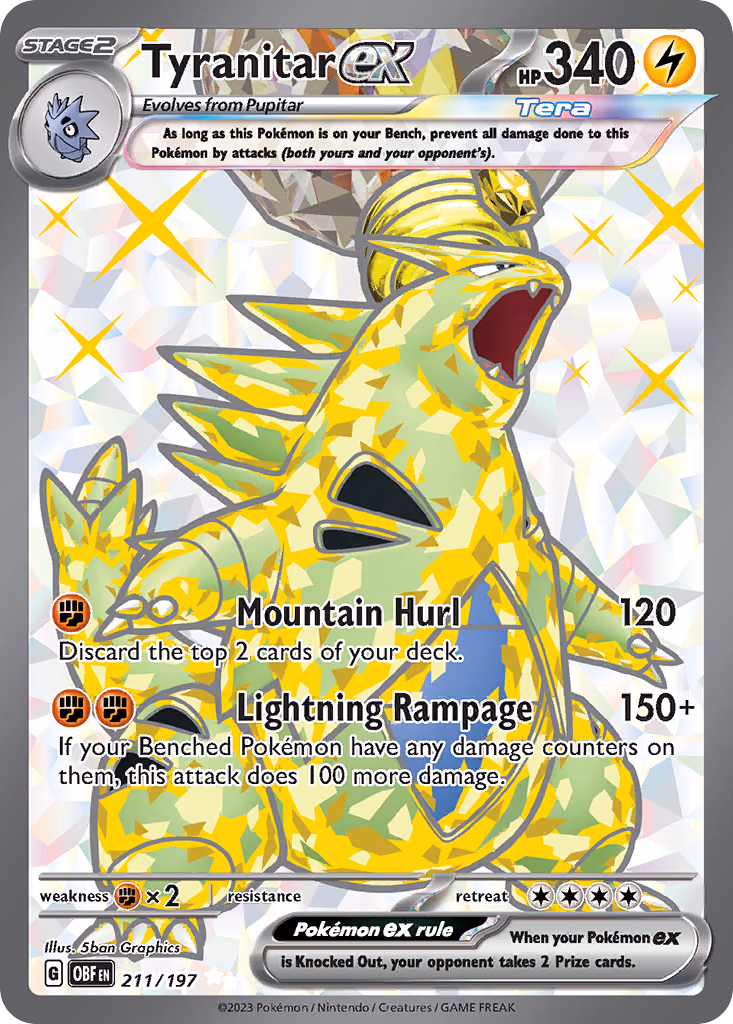 Tyranitar ex Pokemon card (211/197, Obsidian Flames)