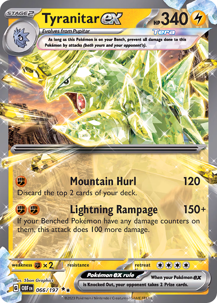 Tyranitar ex Pokemon card (066/197, Obsidian Flames)
