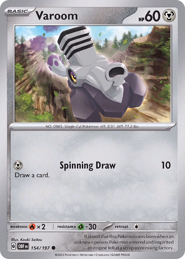 Varoom Pokemon card (154/197, Obsidian Flames)